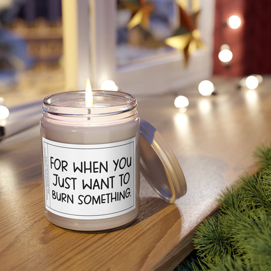 For When You Just Want to Burn Something | Funny Scented Soy Candle | Best Friend & Coworker Gift | Unique Gag Gift for Her