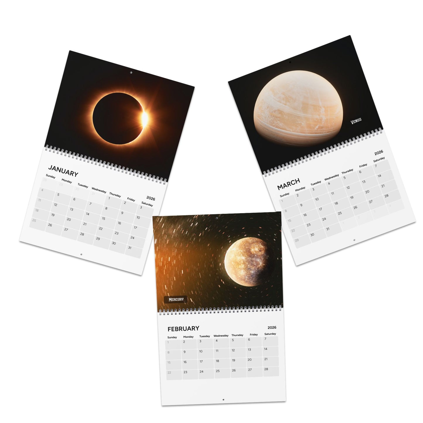 Journey Through the Stars: 2026 Solar System Calendar - Breathtaking Planet Images, Premium Quality, and Effortless Hanging (10.8" x 8.4")