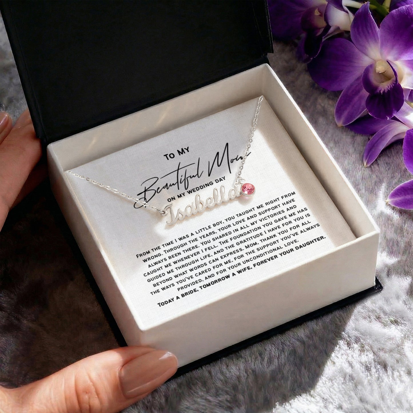 Mother of the Bride Necklace Gift | Wedding Gift from Daughter to Mom | Bride to Mother Gift | Sentimental Jewelry for Mom