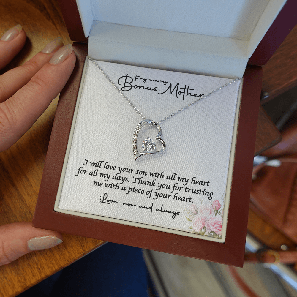 Bride Necklace Gift For Bonus Mom , Step Mom Stylish Jewelry Gift with a Kind Heartwarming  Message Card, Mother in Law Gift from Bride, MIL Wedding Gift, Step Mother of the Bride Gift Jewelry