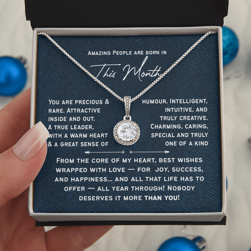 Personalized Birthday Necklace for Her | Amazing People Are Born in [This Month], A Custom Birth Month Gift for Women & Girls