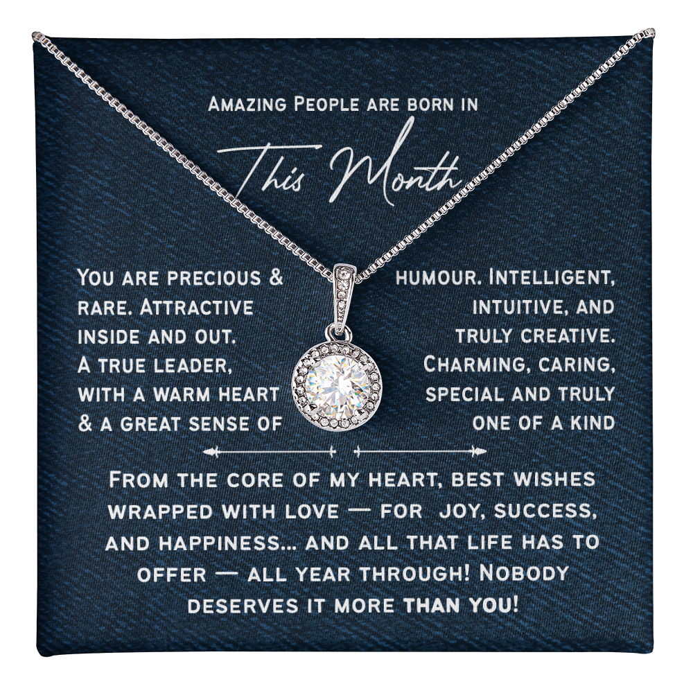Personalized Birthday Necklace for Her | Amazing People Are Born in [This Month], A Custom Birth Month Gift for Women & Girls