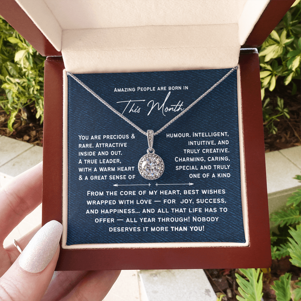 Personalized Birthday Necklace for Her | Amazing People Are Born in [This Month], A Custom Birth Month Gift for Women & Girls