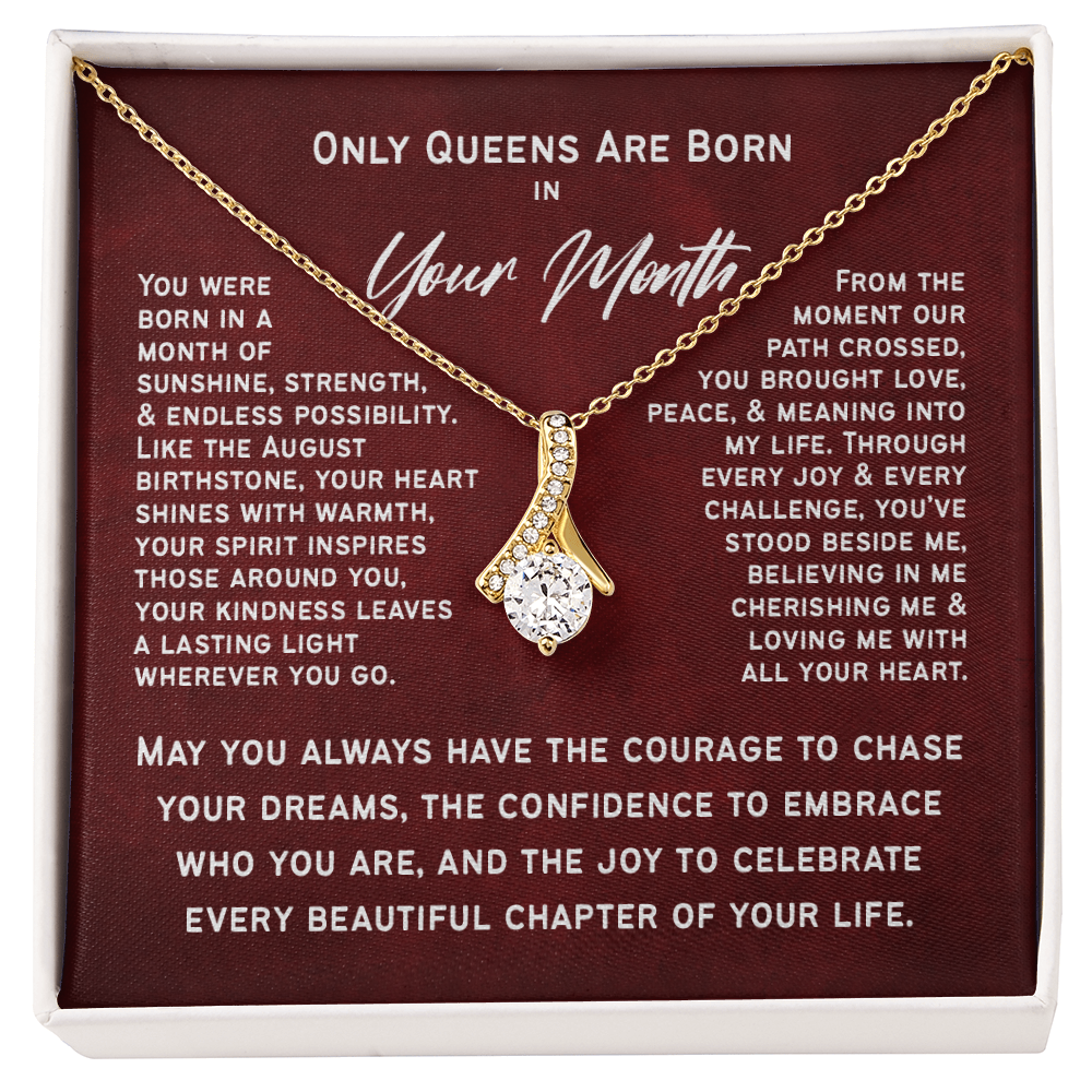 Personalized Birth Month Necklace – Only Queens Are Born This Month | Birthday Gift for Her, Wife, Mom, Grandma, Sister or Daughter | SparkinGifts