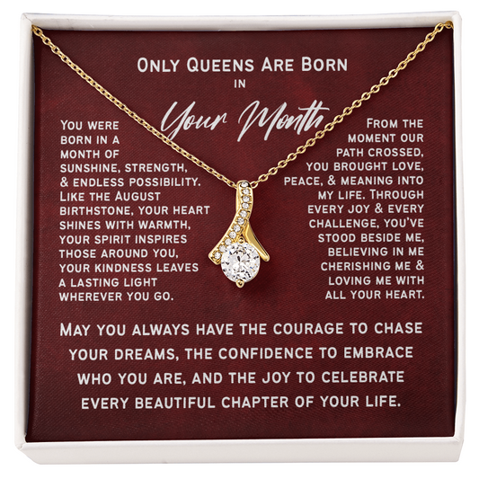 Personalized Birth Month Necklace – Only Queens Are Born This Month | Birthday Gift for Her, Wife, Mom, Grandma, Sister or Daughter | SparkinGifts