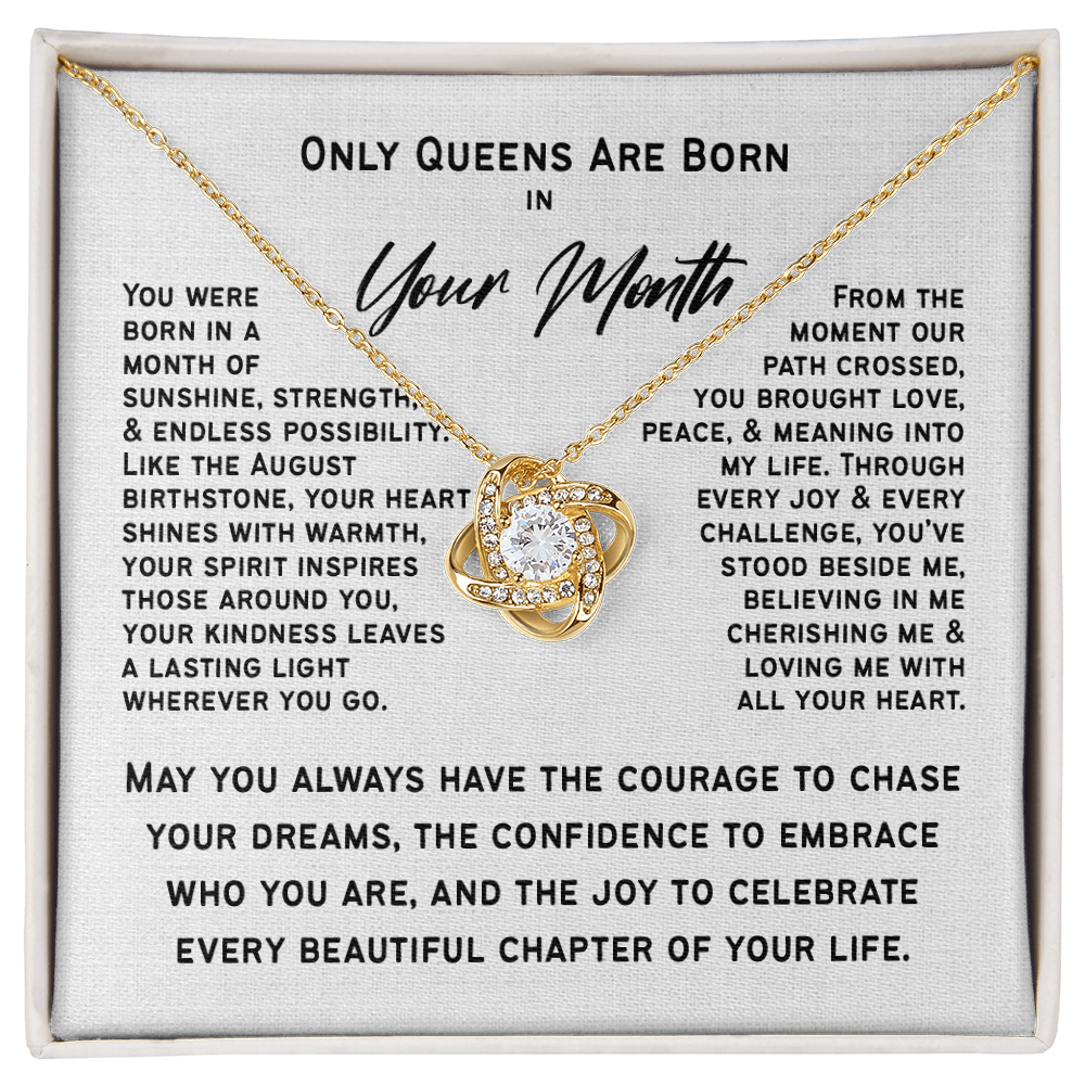 Only Queens Are Born This Month – Personalized Birth Month Necklace | Birthday Gift for Her, Wife, Mom, Grandma, Sister or Daughter | SparkinGifts