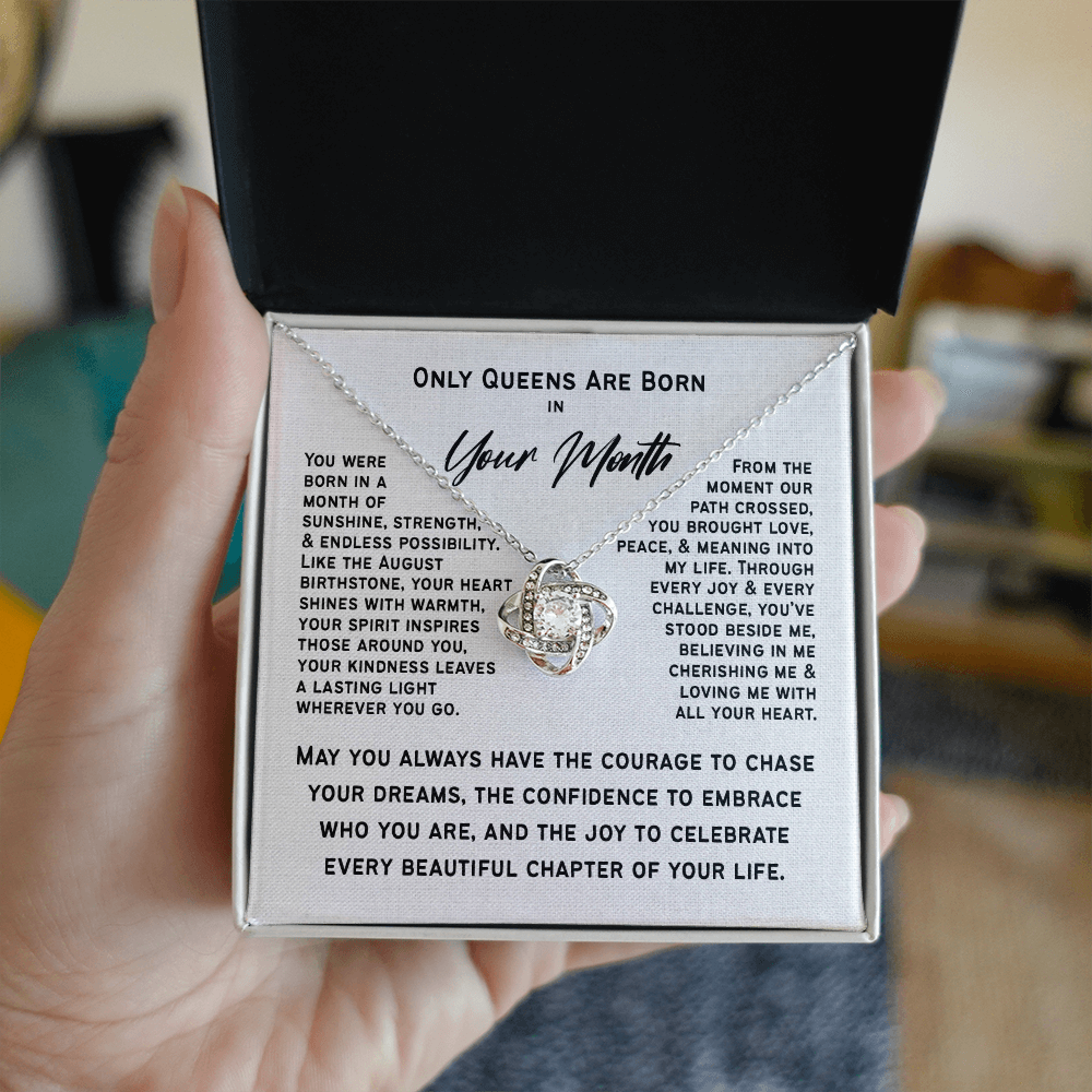 Only Queens Are Born This Month – Personalized Birth Month Necklace | Birthday Gift for Her, Wife, Mom, Grandma, Sister or Daughter | SparkinGifts