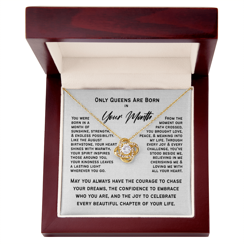Only Queens Are Born This Month – Personalized Birth Month Necklace | Birthday Gift for Her, Wife, Mom, Grandma, Sister or Daughter | SparkinGifts
