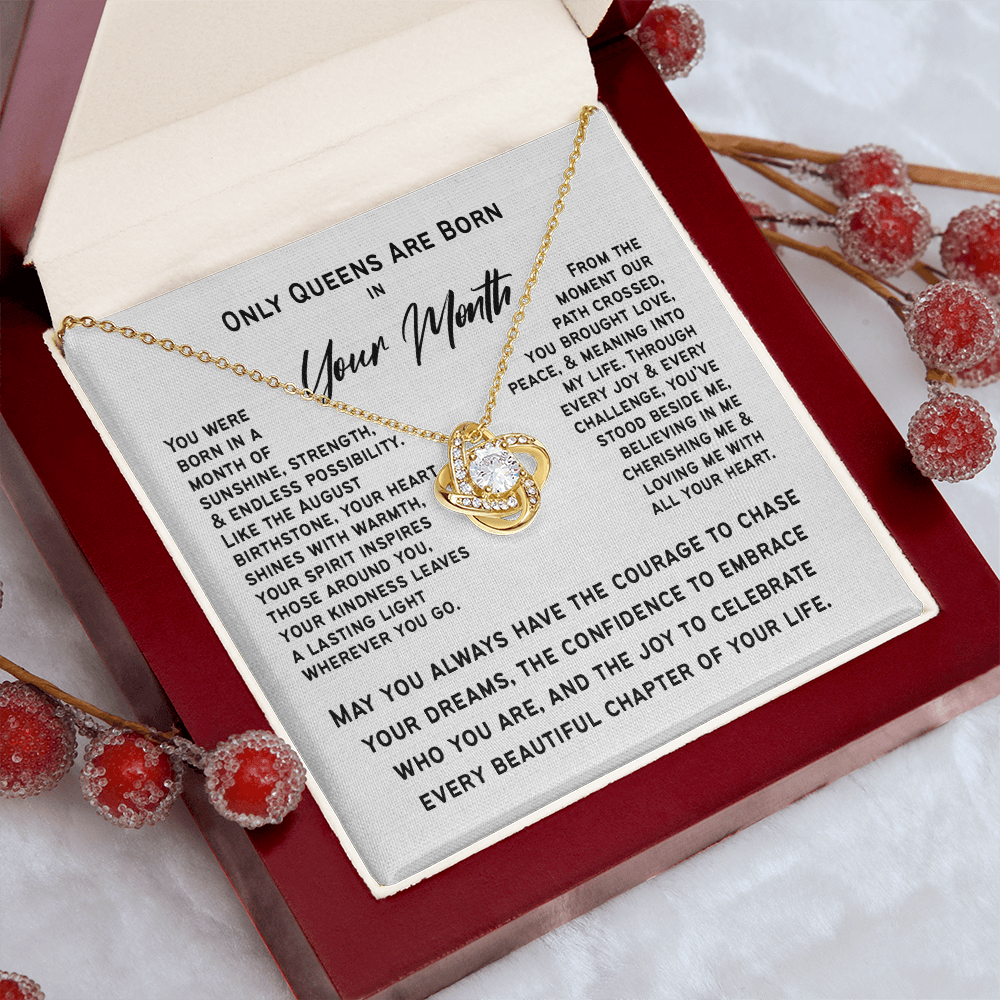 Only Queens Are Born This Month – Personalized Birth Month Necklace | Birthday Gift for Her, Wife, Mom, Grandma, Sister or Daughter | SparkinGifts