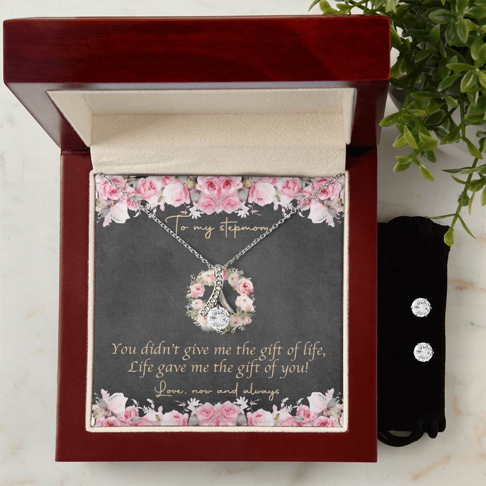 Stepmom Necklace & Earring Set Gift from Stepchild | Emotional Gift for Stepmom – Mother's Day Birthday Keepsake