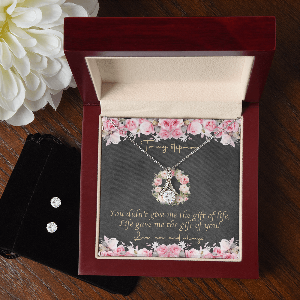 Stepmom Necklace & Earring Set Gift from Stepchild | Emotional Gift for Stepmom – Mother's Day Birthday Keepsake