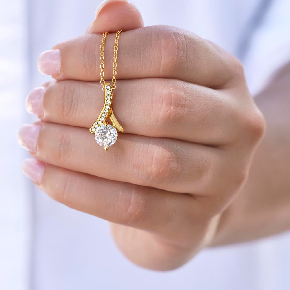 Ladies Beautiful Necklace White or Yellow Gold with Cubic Zirconia Pendant Lobster Clasp | Elegant Anniversary Present Jewellery For Daughter, Sister, Mother, Wife