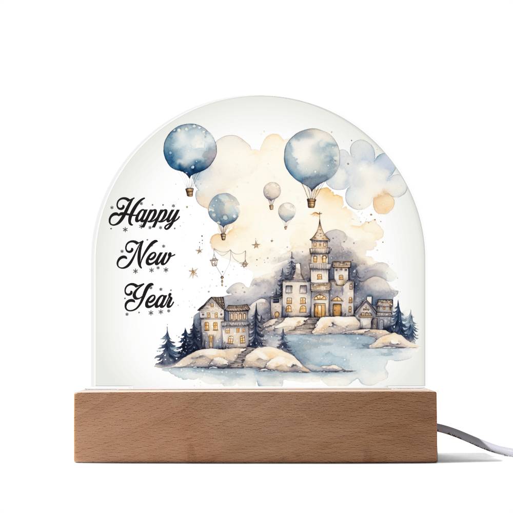 Celestial Cityscape: Winter Night Acrylic Dome Plaque | A gift for your loved ones