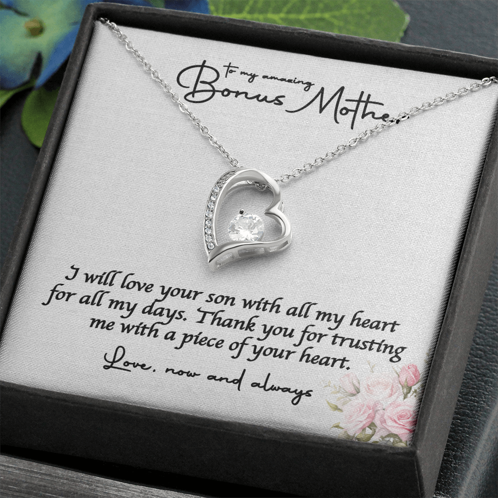 Bride Necklace Gift For Bonus Mom , Step Mom Stylish Jewelry Gift with a Kind Heartwarming  Message Card, Mother in Law Gift from Bride, MIL Wedding Gift, Step Mother of the Bride Gift Jewelry